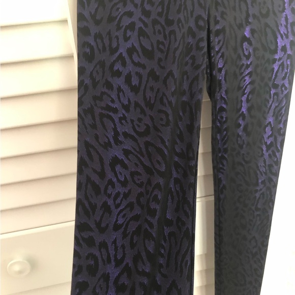 Vintage Betsy Johnson Dress Cheetah Print Metallic Purple and Black Leggings - Picture 3 of 3